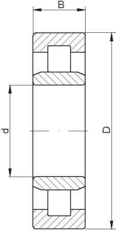 Чертеж подшипника NU со съемным внутренним кольцом