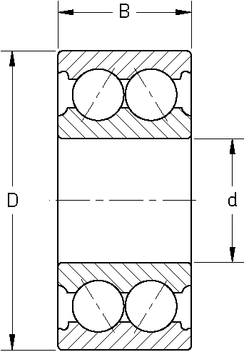 Чертеж двухрядного радиально-упорного шарикового подшипника