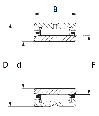 Чертеж иголчатого подшипника с внутренним кольцом