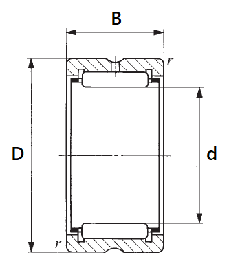 Чертеж игольчатого подшипника без внутреннего кольца