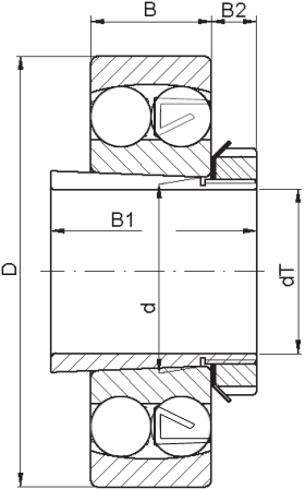 Чертеж радиального двухрядного самоцентрирующегося шарикового подшипника