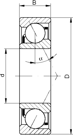 Чертеж радиально-упорного шарикового подшипника