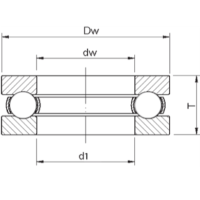 Чертеж упорного однорядного шарикового подшипника