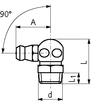 Чертеж масленки угловой DIN 71412 тип C
