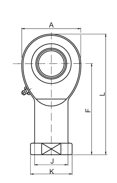 Чертеж шарнирного наконечника серии SI с внутренней резьбой